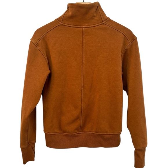 All In Motion Athletic Sweater XS Orange Brown Long Sleeve High Zip Neck Pocket - Picture 5 of 12